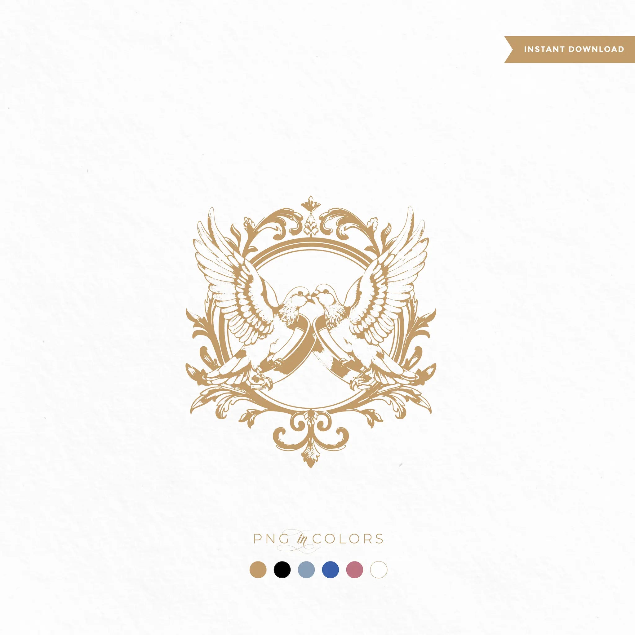 Escudo de Palomas de Boda Vintage SVG