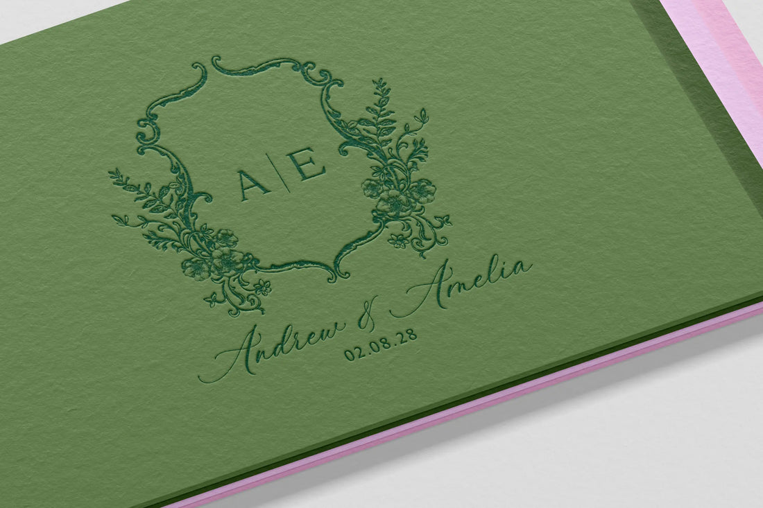 Custom floral wedding logo with elegant botanical details and personalized initials