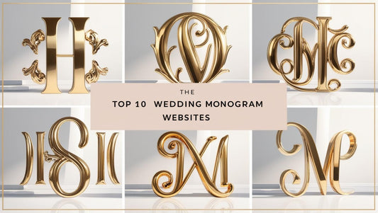 Variety of golden wedding logos and custom monogram designs for luxury event branding