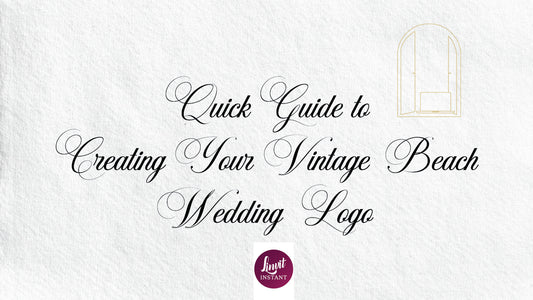 Quick Guide to Creating Your Vintage Beach Wedding Logo title in black calligraphy on white background