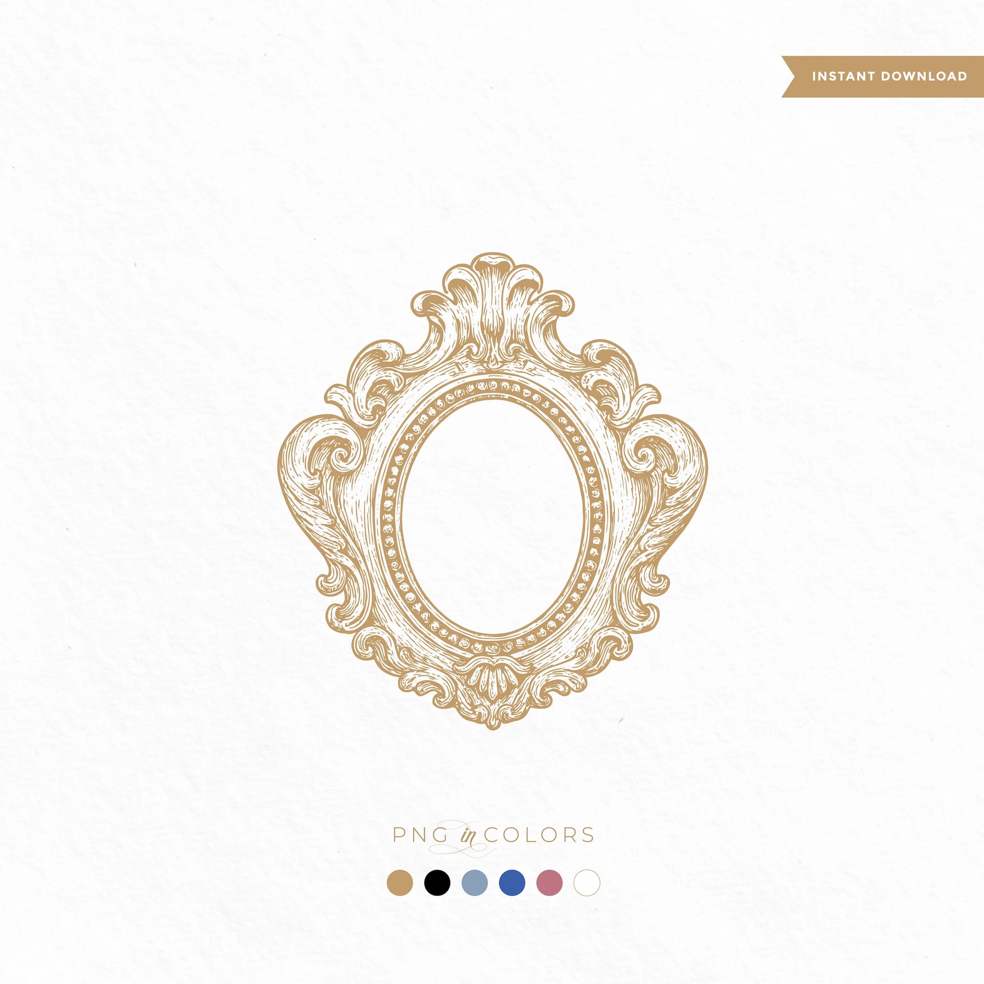 Hand drawn wedding crest with swirling baroque frame | customizable monogram logo in SVG and transparent PNG formats