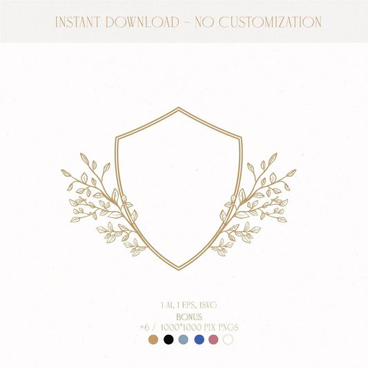 Timeless Floral Wedding Crest Digital Download | Perfect for Unique Wedding Invitations, Save the Dates, Favors, Gifts, and Decor - LinvitInstant