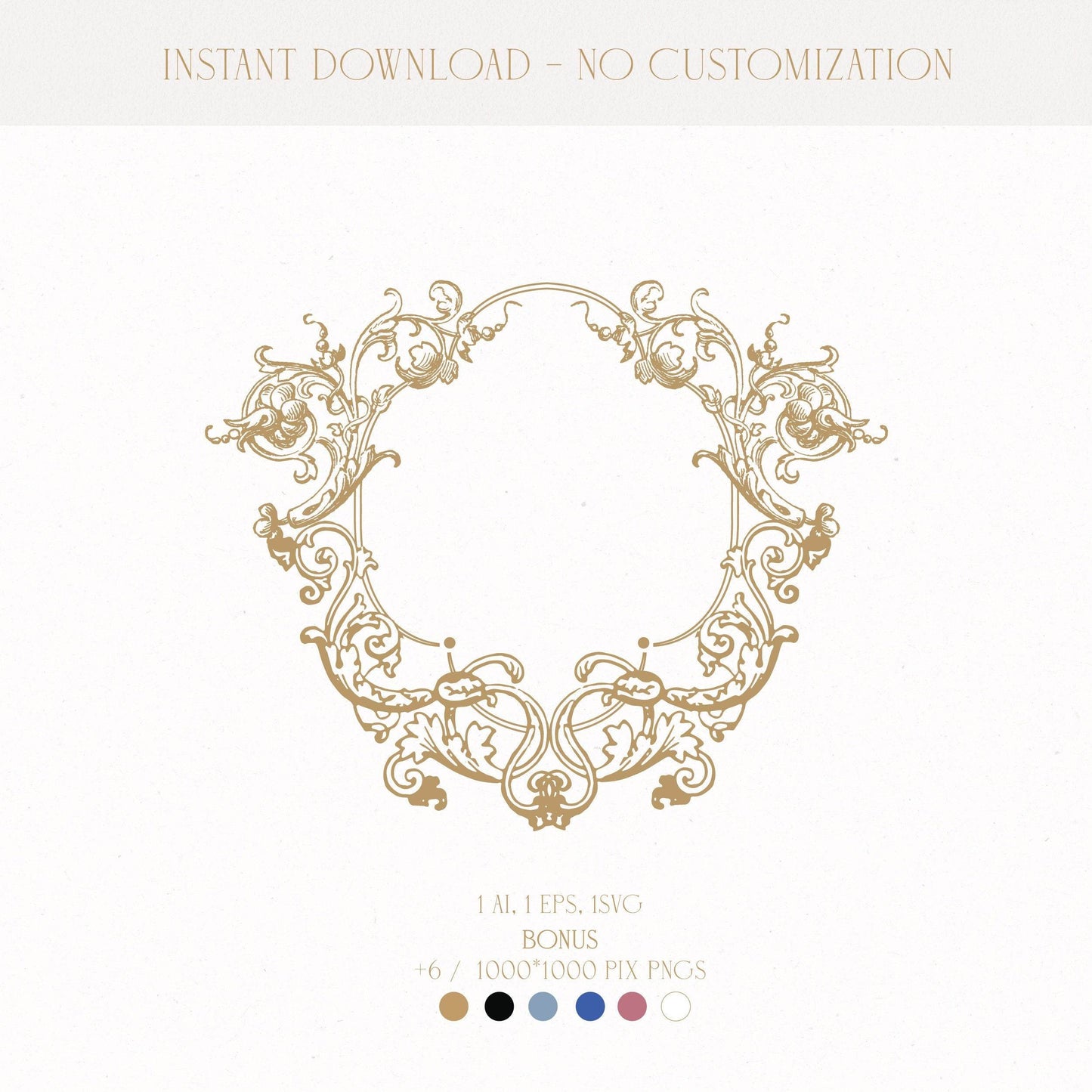 Vintage Floral Wedding Crest | Elegant Customizable Logo Template & Digital Download - LinvitInstant