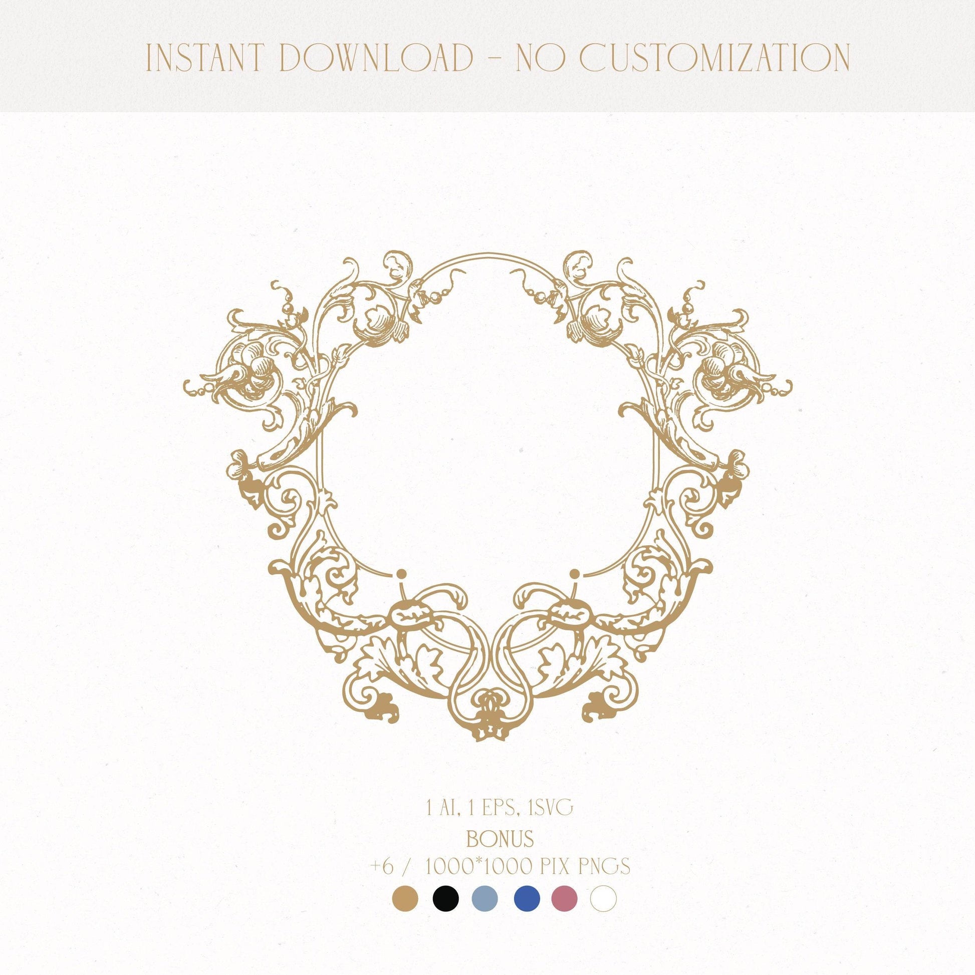 Vintage Floral Wedding Crest | Elegant Customizable Logo Template & Digital Download - LinvitInstant