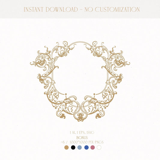 Vintage Floral Wedding Crest | Elegant Customizable Logo Template & Digital Download - LinvitInstant