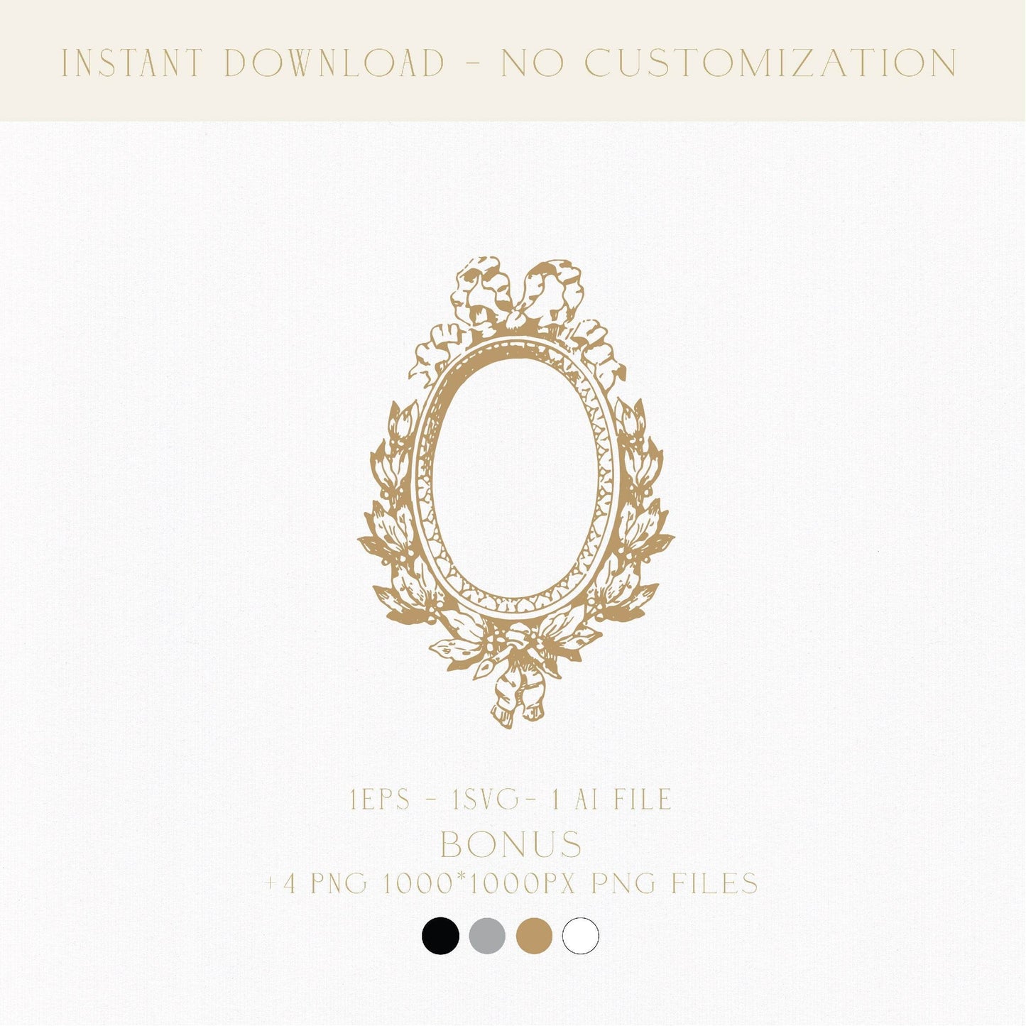 Vintage Wedding Crest | Victorian Monogram Logo with Laurel Wreath & Antique Frame Artwork - LinvitInstant