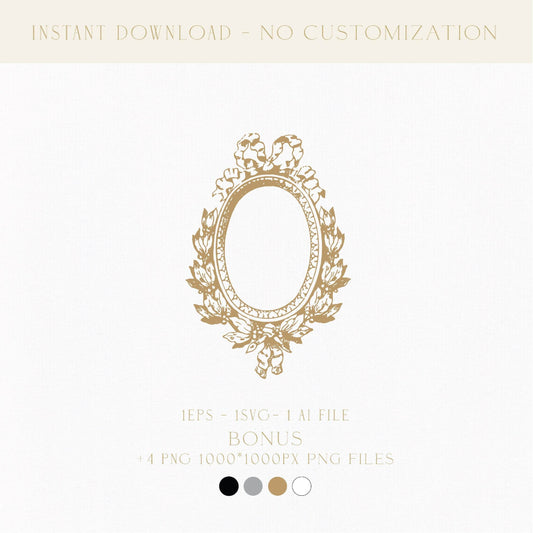 Vintage Wedding Crest | Victorian Monogram Logo with Laurel Wreath & Antique Frame Artwork - LinvitInstant