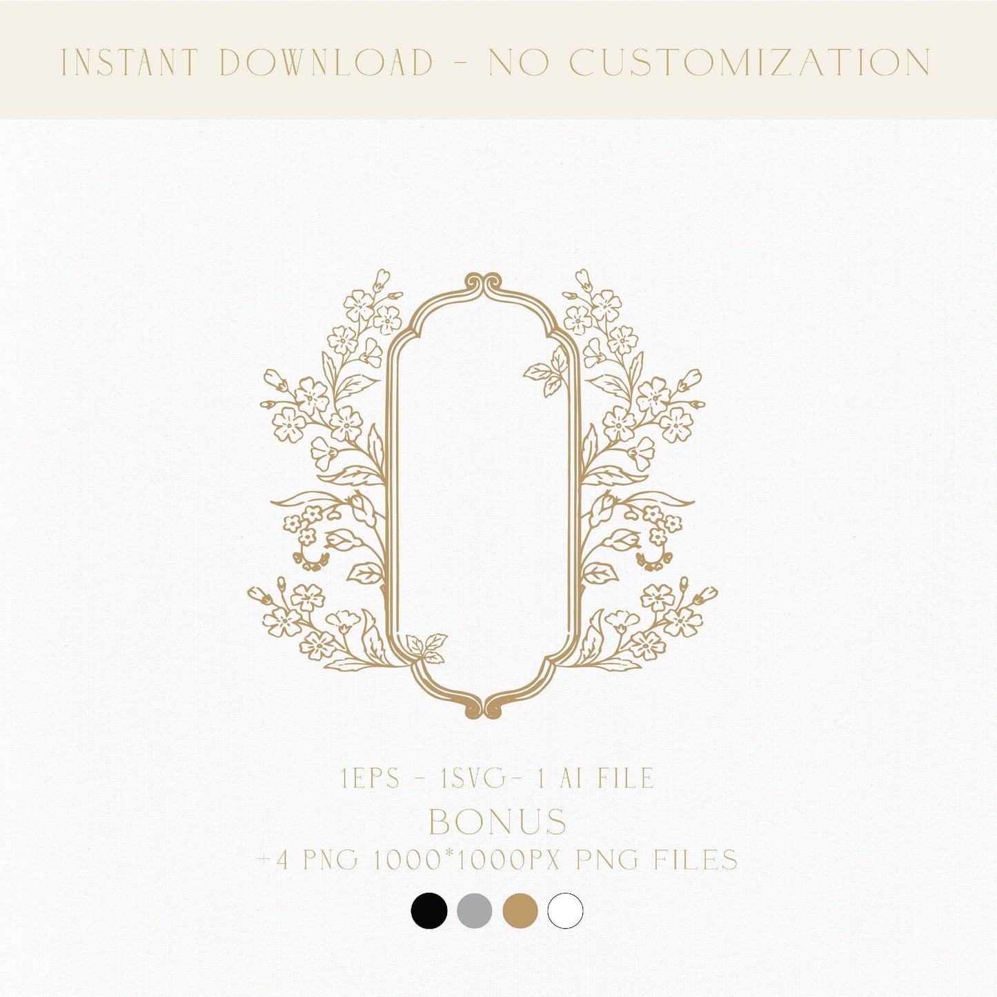 Modern Wedding Monogram Digital Download | Elegant Wedding Logo Design | Floral Monogram Wedding Crest - LinvitInstant