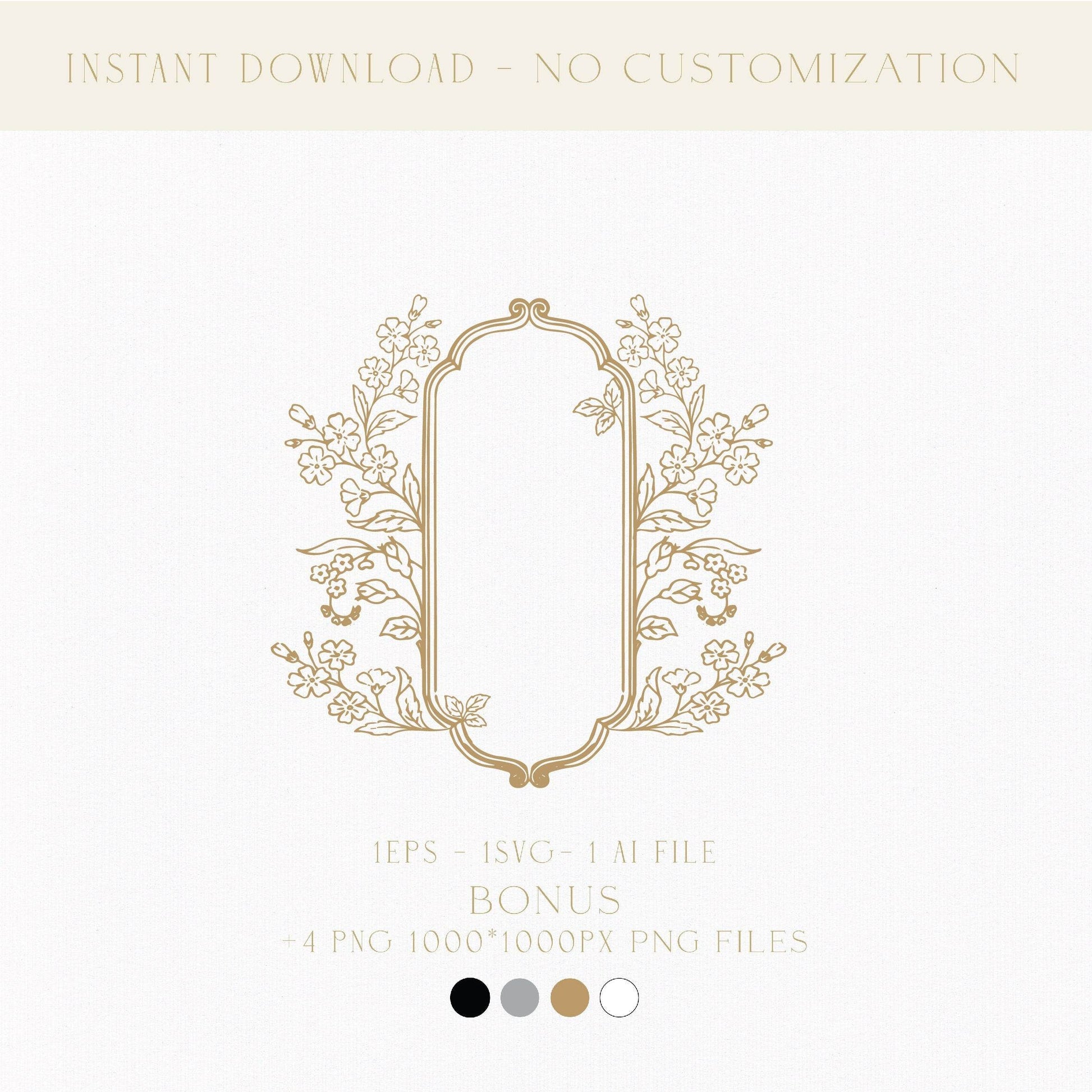 Modern Wedding Monogram Digital Download | Elegant Wedding Logo Design | Floral Monogram Wedding Crest - LinvitInstant