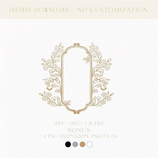 Modern Wedding Monogram Digital Download | Elegant Wedding Logo Design | Floral Monogram Wedding Crest - LinvitInstant