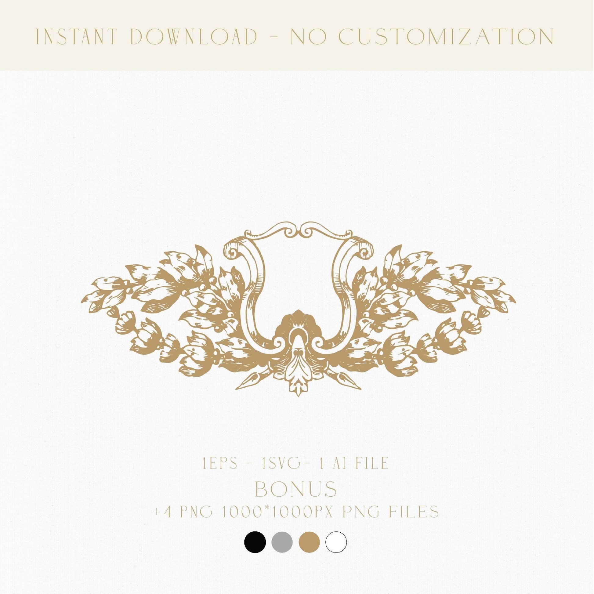 Wedding Crest Digital Download | Vintage Style | Unique Wedding Signage & Invitations - LinvitInstant