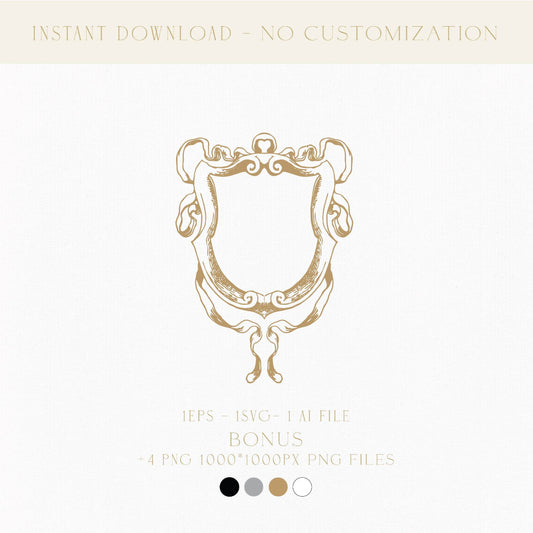 Vintage Antique Wedding Crest - Elegant Monogram Frame for Classic Weddings - LinvitInstant