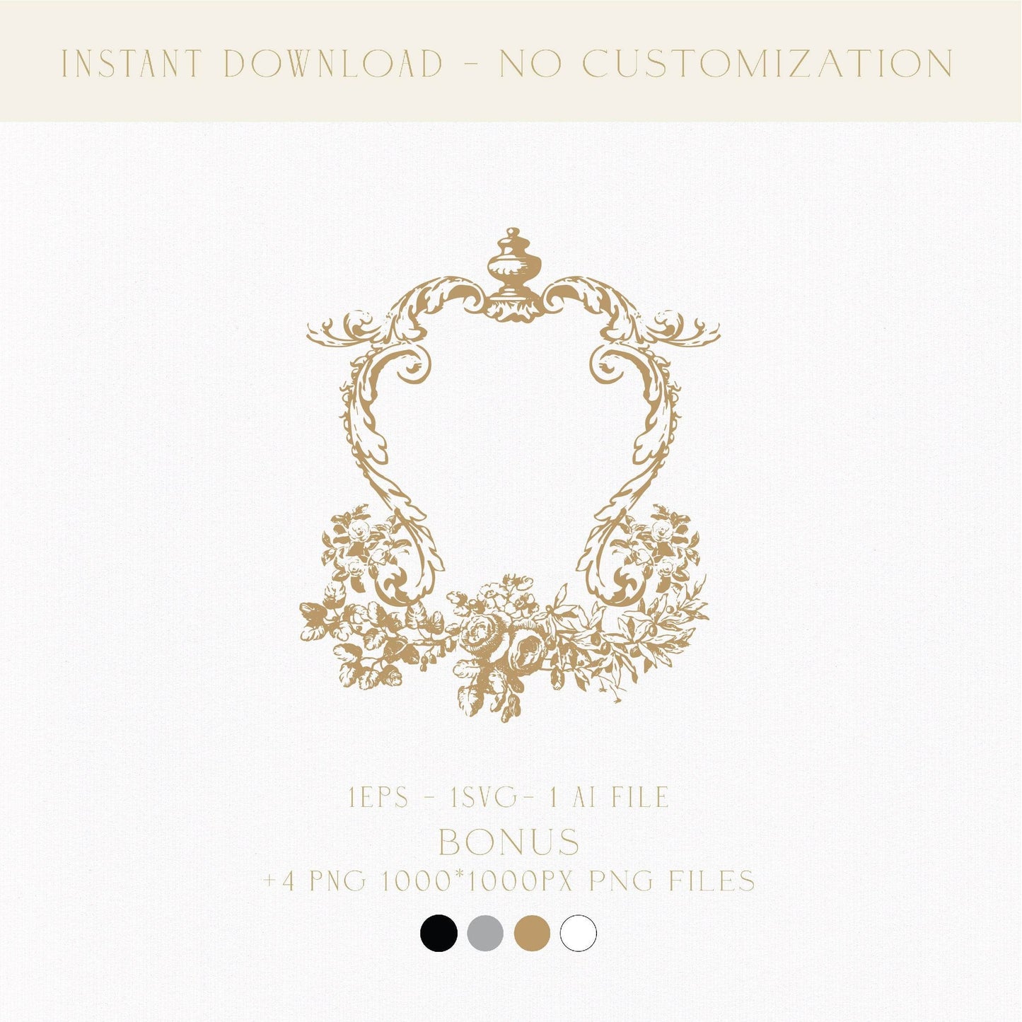 Antique Victorian Wedding Monogram Crest | Digital Download for Unique Wedding Invitations, Favors, Signage & Napkins - LinvitInstant