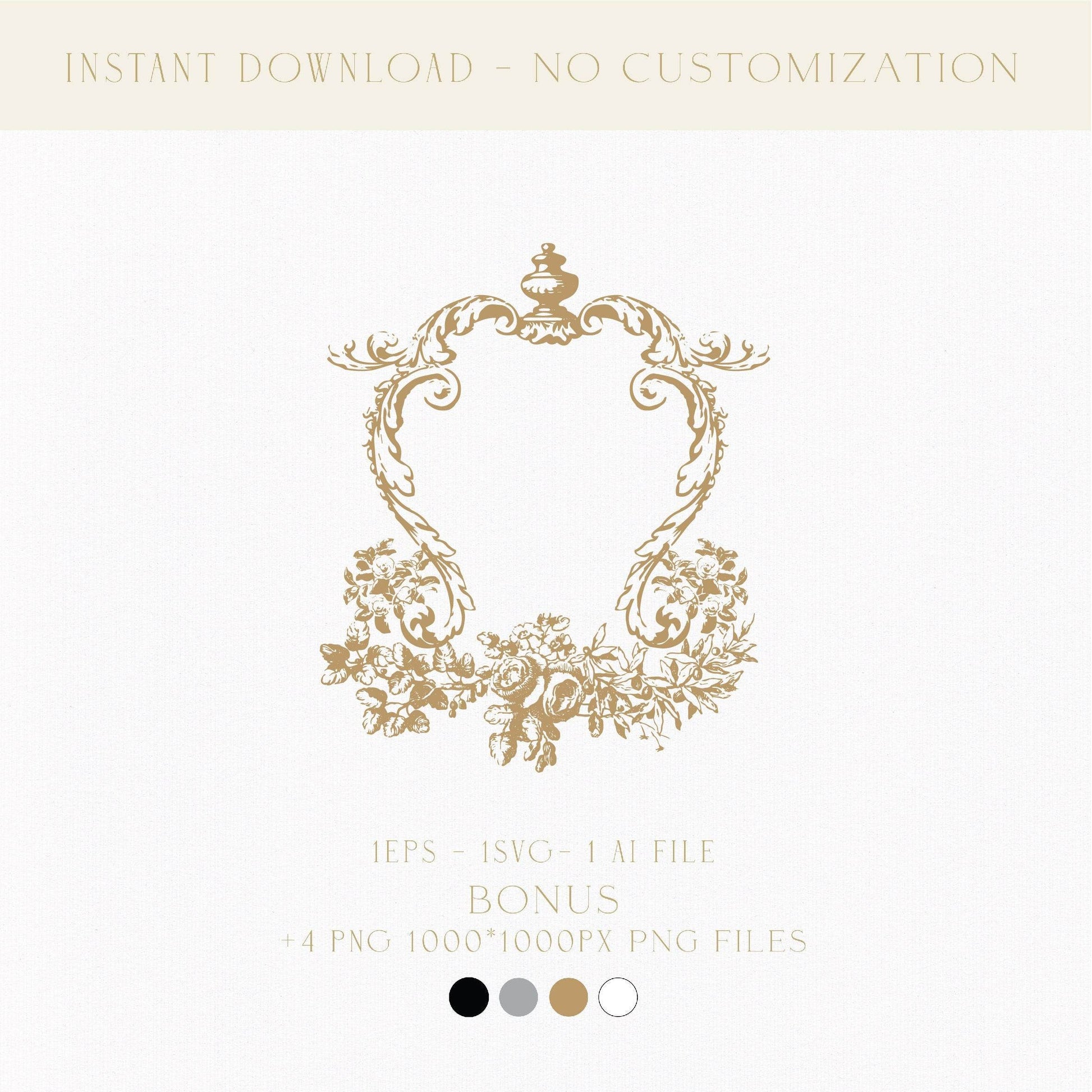 Antique Victorian Wedding Monogram Crest | Digital Download for Unique Wedding Invitations, Favors, Signage & Napkins - LinvitInstant