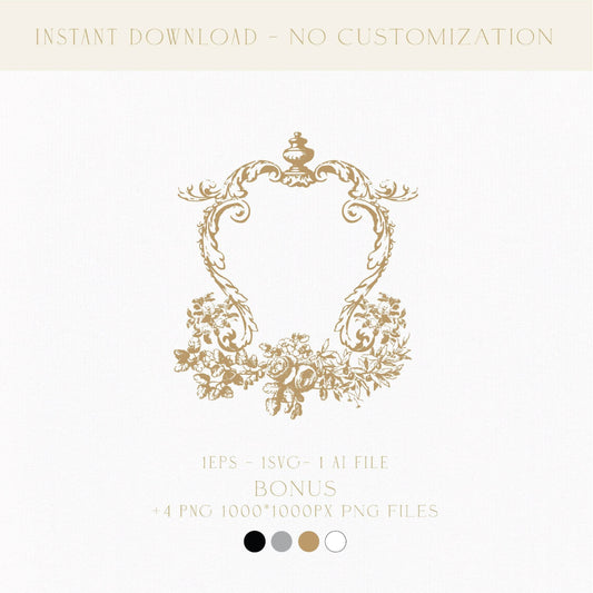 Antique Victorian Wedding Monogram Crest | Digital Download for Unique Wedding Invitations, Favors, Signage & Napkins - LinvitInstant