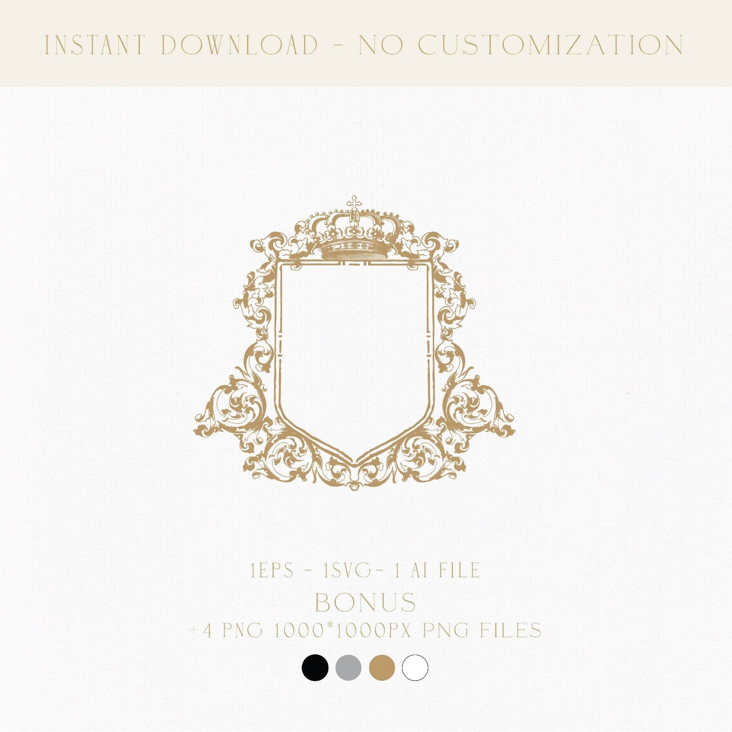 Luxury Royal Wedding Logo | Vintage Gold Wedding Crest Monogram | Downloadable Wedding Emblem for Invitations & Favors - LinvitInstant