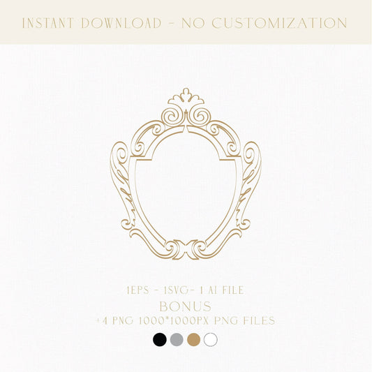 Elegant Vintage Wedding Monogram Crest | Line Art & Unique Wedding Logo | SVG & PNG Digital Download - LinvitInstant