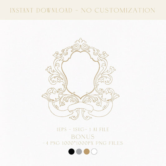 Wedding Monogram Digital Download | Hand-Drawn Couples Logo, Elegant Wedding Crest & SVG Design - LinvitInstant