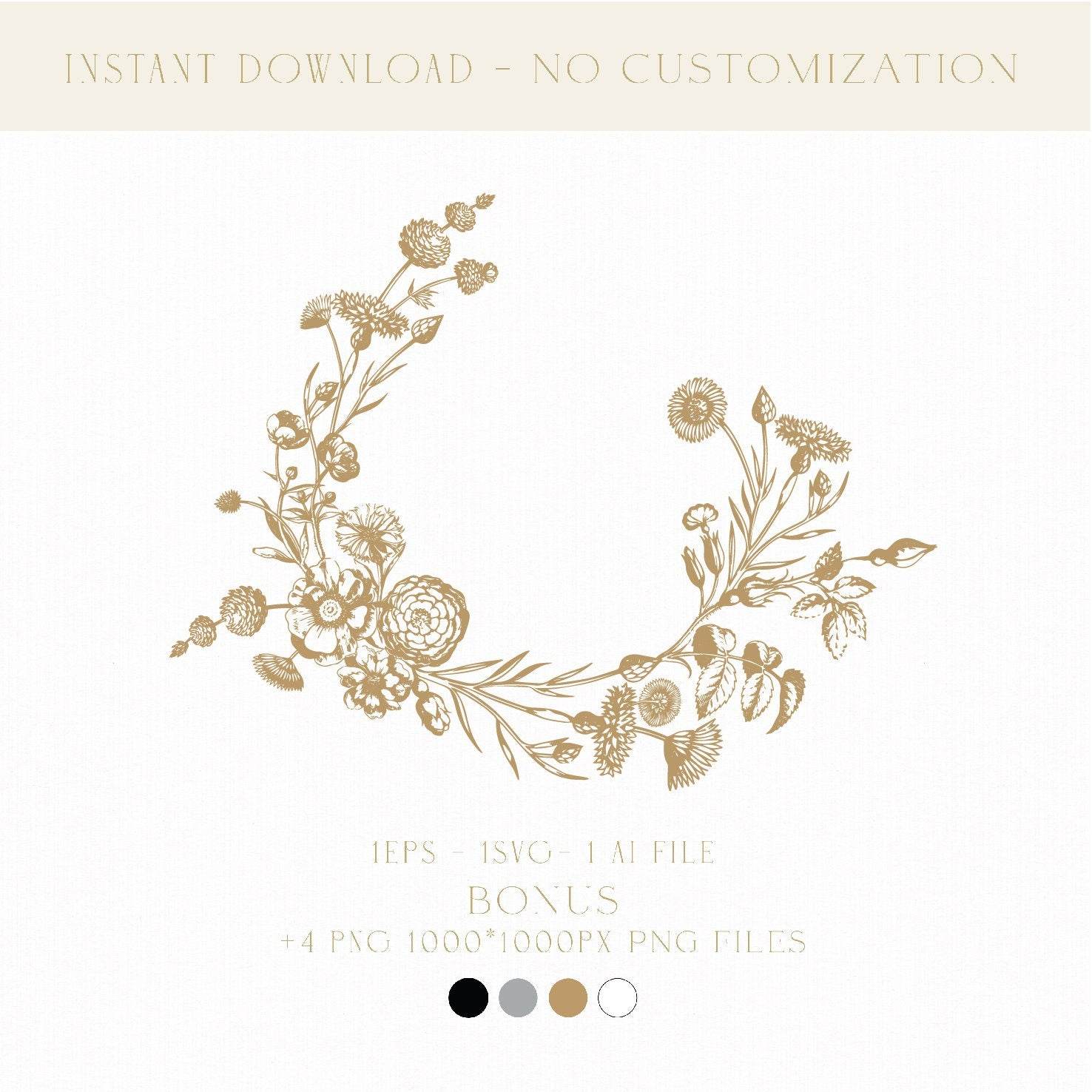 Vintage Botanical Wedding Monogram | Digital Logo for Invitations, Favors, Napkins & Personalized Gifts - LinvitInstant