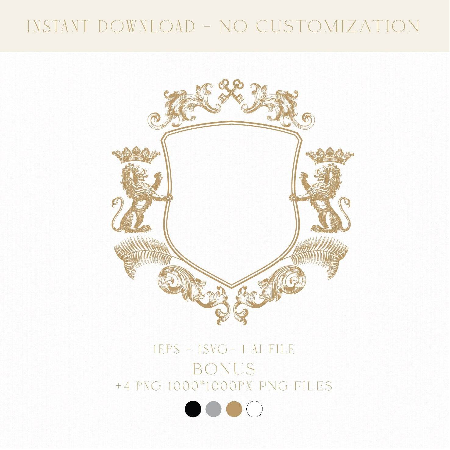 Vintage Monogram Crest | Digital Download Heraldry, Coat of Arms & Family Crest for Bespoke Wedding Invitations - LinvitInstant