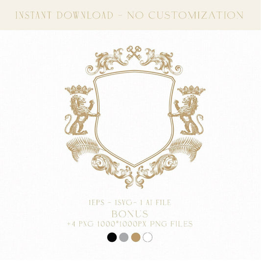 Vintage Monogram Crest | Digital Download Heraldry, Coat of Arms & Family Crest for Bespoke Wedding Invitations - LinvitInstant