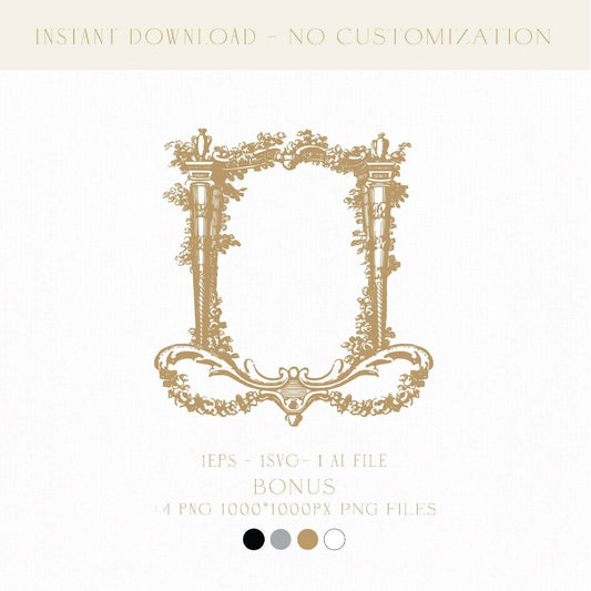 Antiqued Wedding Monogram Digital Download | Logo for Invitations, Wedding Signage, Seating Chart, Anniversary & Candle Gifts - LinvitInstant