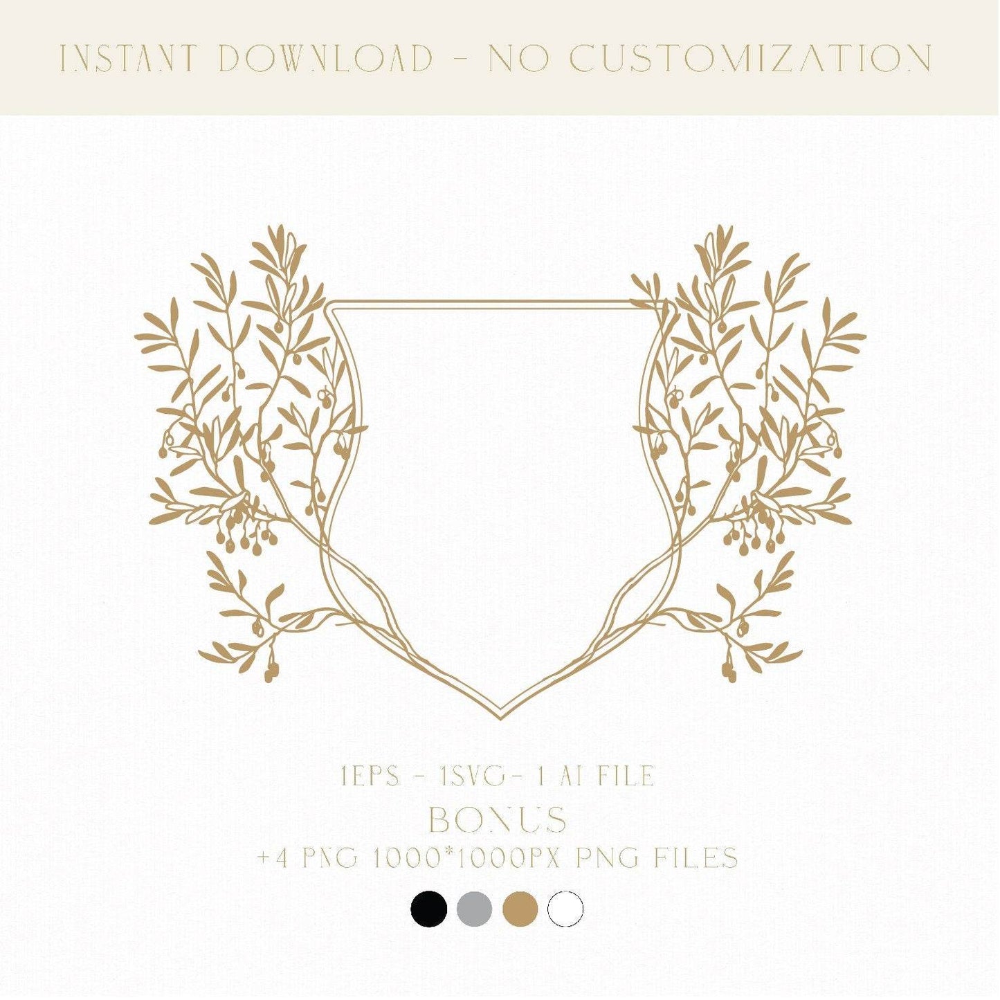 Vintage Olive Monogram Frame | Wedding Logo for Destination Weddings in Greece, Italy & Tuscany - LinvitInstant