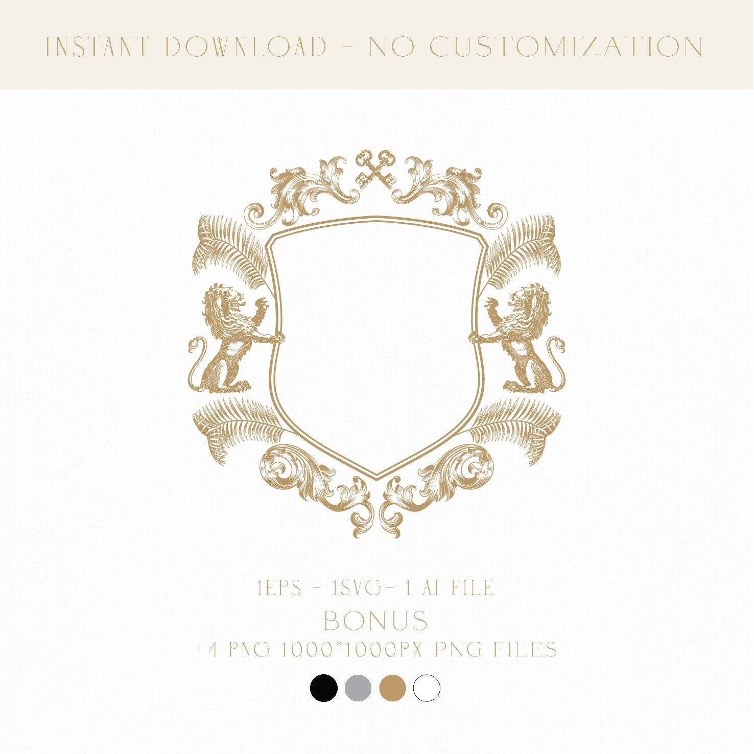 Vintage Heraldry Monogram Crest | Coat of Arms & Family Crest for Wedding Invitations & Anniversary Gifts - LinvitInstant