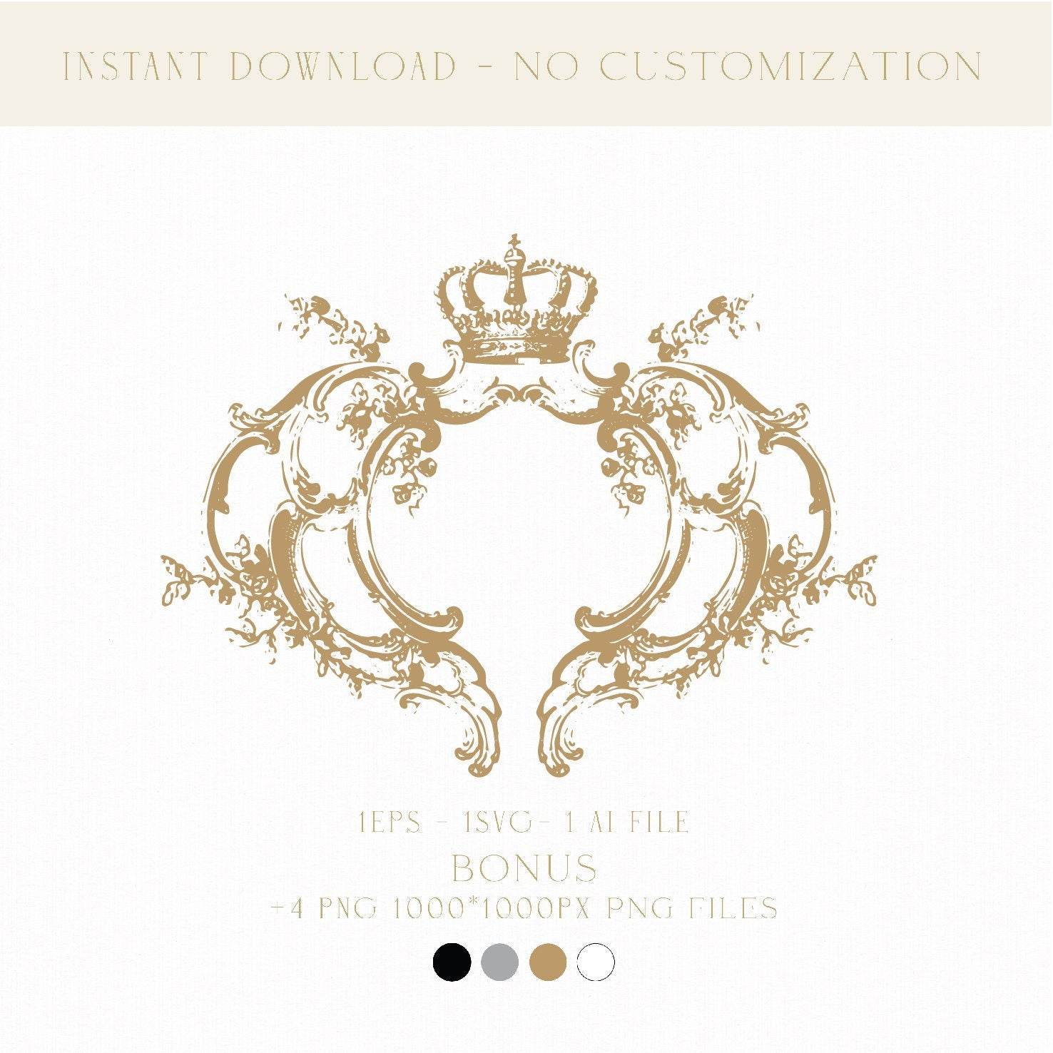 Antiqued Royal Wedding Monogram Frame | Digital Download for Bespoke Stationery, Unique Wedding Favors Logo & Wedding Signage - LinvitInstant