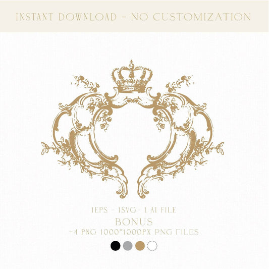 Antiqued Royal Wedding Monogram Frame | Digital Download for Bespoke Stationery, Unique Wedding Favors Logo & Wedding Signage - LinvitInstant