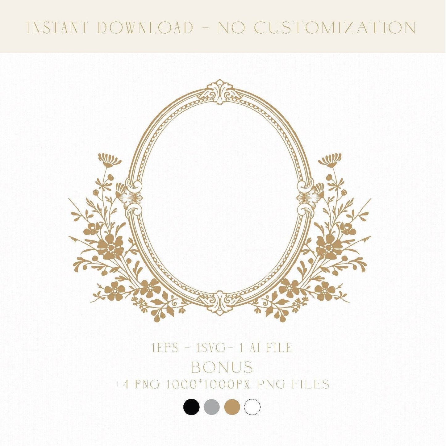 Wedding Monogram Digital Download | Floral Frame, Botanical Crest, DIY Wedding Crest Vector Clipart for Cricut & Invitations - LinvitInstant