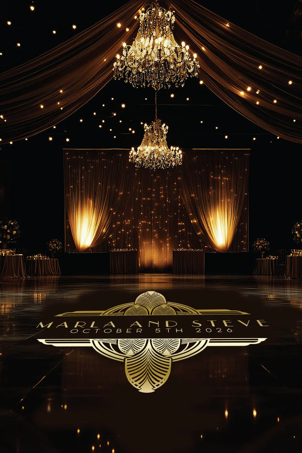 wedding monogram design, dance floor monogram in art deco style