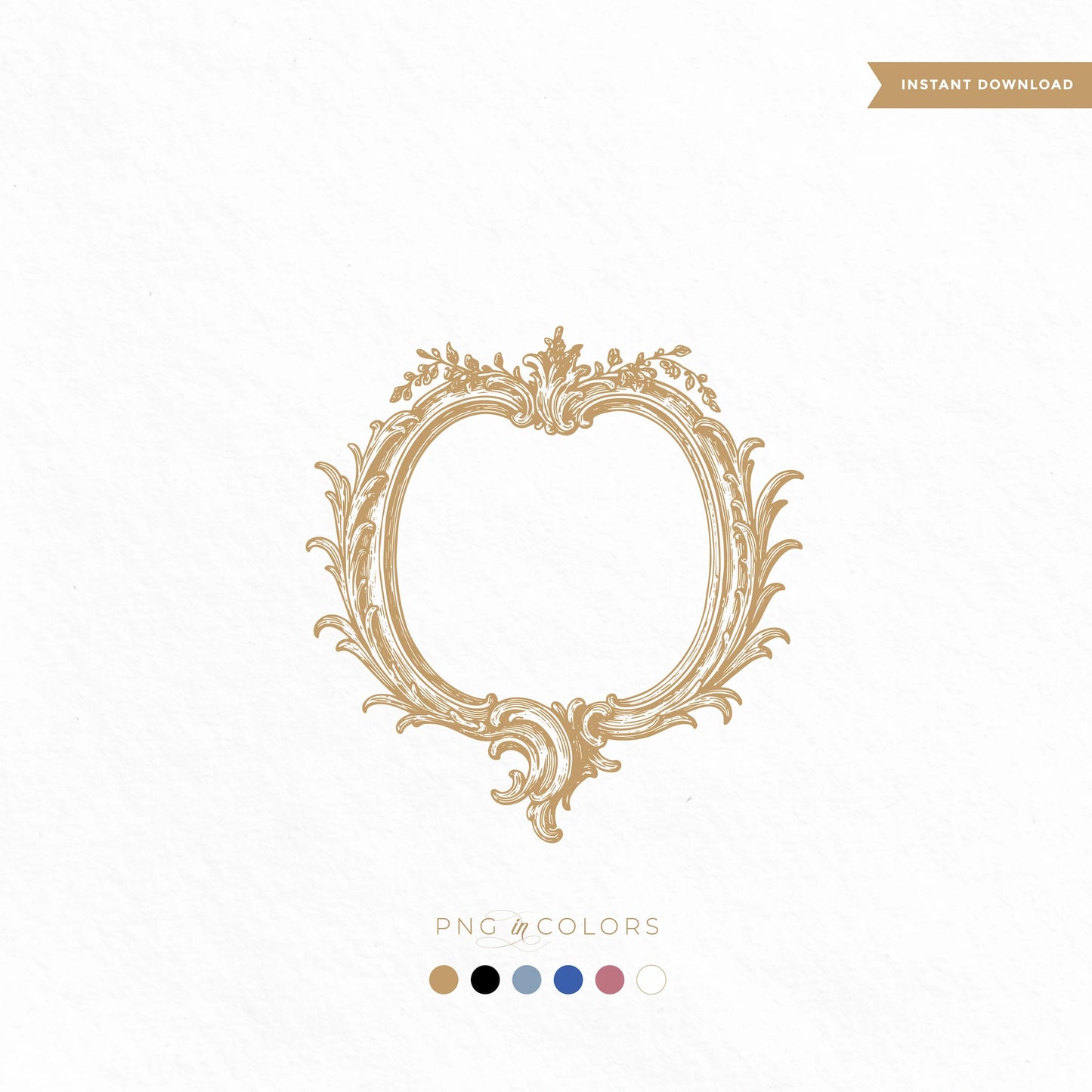 Hand drawn wedding crest with swirling baroque frame | customizable monogram logo in SVG and transparent PNG formats