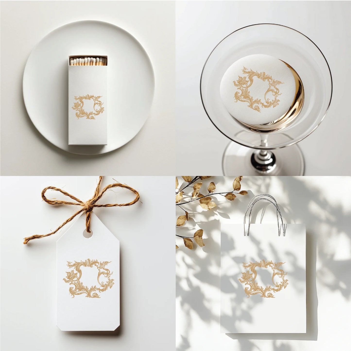 wedding monogram on plain white background, fine art stationery logo