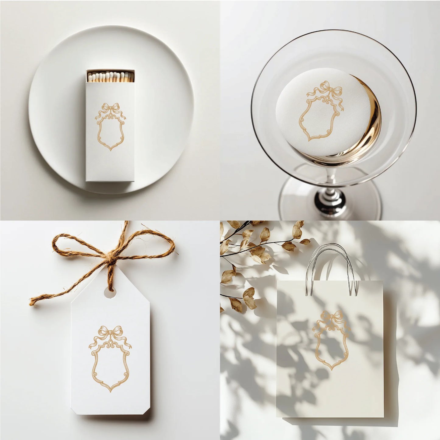 Custom wedding monogram logo on matches, cocktail toppers, tags, and gift bags | vintage wedding emblem digital SVG